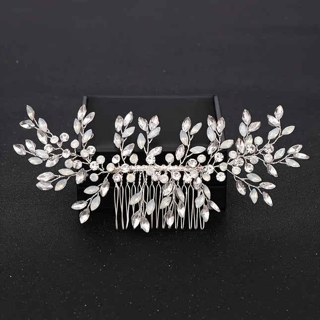 Silver Color Flower Pearl Crystal Wedding Hair Comb Hairpin Headband For Bride Women Wedding Hair Accessories Jewelry Tiara Gift