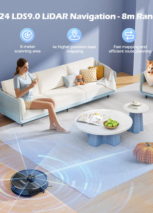 Lubluelu SL68 Robotic Vacuum Cleaner, 4500Pa Suction Power, Anti-Siphon, 5 Maps, Self-Charging, 24 No-Go Zones,110V-240V Power
