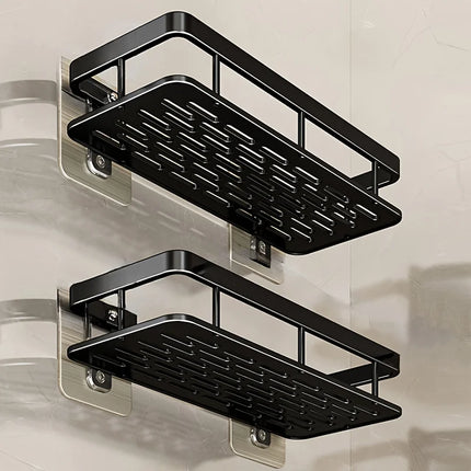 Punch Free Wall Mounted Bathroom Shelf No Drill Shower Shelf Kitchen Storage Organizer Shampoo