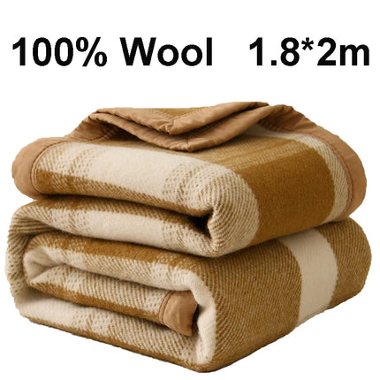 100% Wool Blankets Winter Thicken Wool Blanket 1.8*2m Double Large Size Warm Comforter