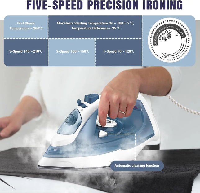 2400W Steam Iron for Perfectly Crisp Ironed Clothes | Non-Stick Coating Plate & Lightweight Design|Adjustable Thermostat Control