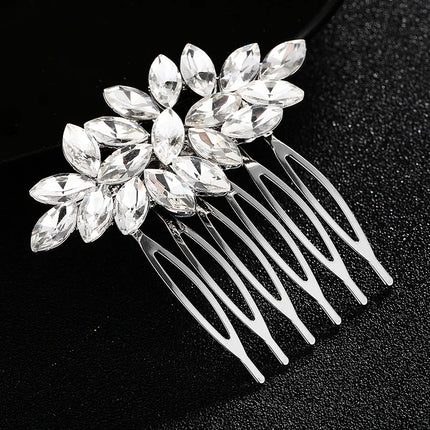 New Silver Alloy Hair Comb Handmade Pearls Rhinestones Fashion Metal Headpiece Elegant Hair Jewellery Accessory For Women