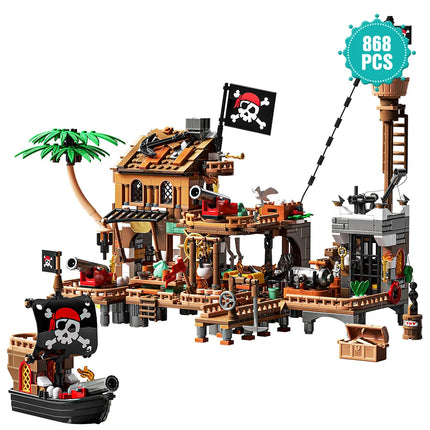 Pirate Ship Building Toys, Pirate Wharf Themed City Store Building Bricks Sets for