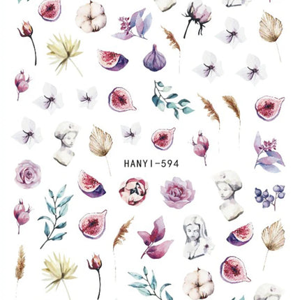 3d Nail Art Decals Elegant White RoyalBlue Roses Flowers