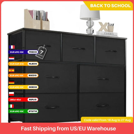 JHK Desser For Bedroom With 7 Fabric Drawers Organizer Storage Closet Chest Clothes For Living Room Display Cabinet Of Furniture