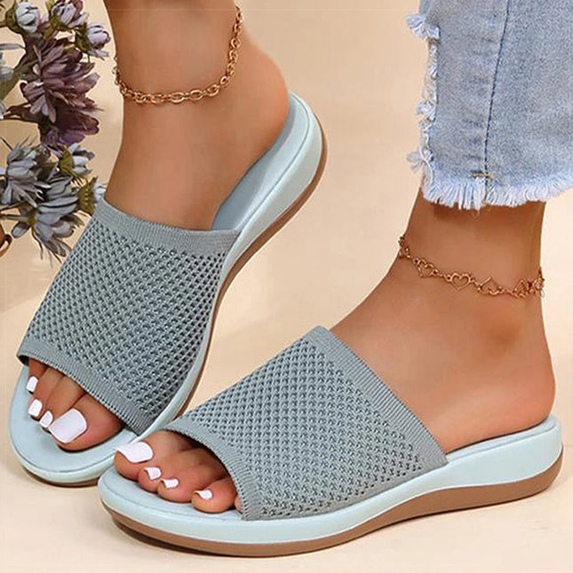 Women's Sandals Low Heels Summer Shoes For Women Breather Slippers Slip On Summer Sandals Elegant Heeled Shoes Woman Footwear