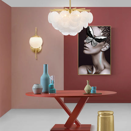 Nordic Scrub Glass Ceiling Chandelier Iron E14 For Living Room Table Bedroom Hall Home Luxury Decor Lusters Lighting Luminaires