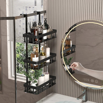 Bathroom wall mounted three-layer storage rack, door mounted rack, shower gel rack