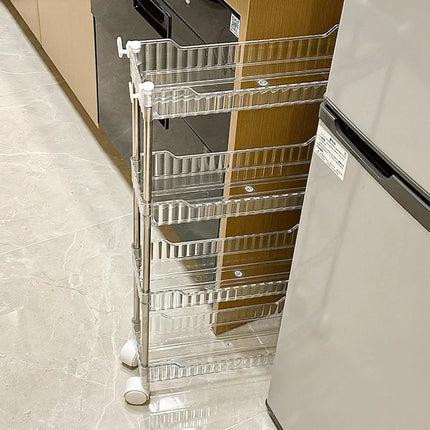Mobile Storage Rack Trolley Organizer With Wheels Acrylic Narrow Slit Storage Cabinet Bathroom