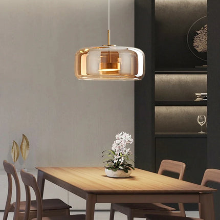 Cognac&Smoky Gray Glass Chandelier Pendant Lights For Dining Room Kitchen Hanging Lamp Nordic Led Pendant Lamp Table Resturant