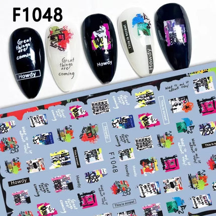 1PCS New Autumn Flowers Nail Decals Animal Nail Stickers Flower
