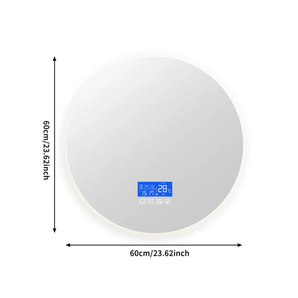 Multi Functional Circular Bathroom Mirror, Wall Mirror with Temperature Display, Defogging Function, and Brightness Adjustment