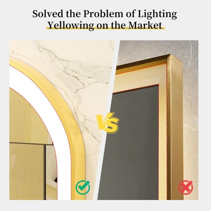 Large LED Oval Bathroom Mirror with Stepless Dimmable Lighted Vanity Mirror for Wall Mounted Vanity with Frame Anti-Fog Memory