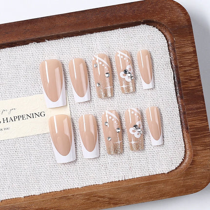 24pcs Short Square Yellow Lemon Press On Nails For Women Nude Pink