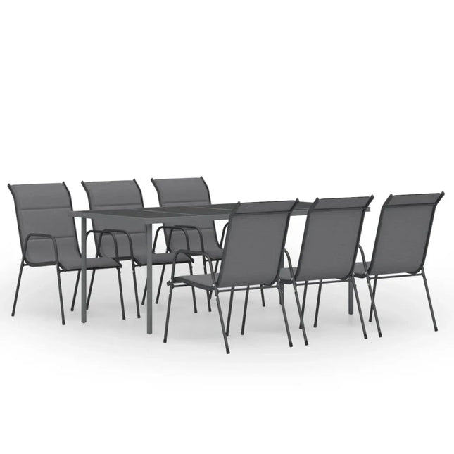 7 pcs steel Anthracite Outdoor dining room furniture