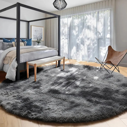 Pink Round Rug for Girls Bedroom,Fluffy Circle Area Rug for Kids Room,Furry Shaggy Carpet for Living Room