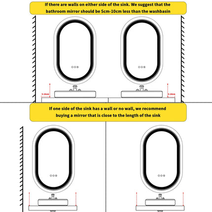 LUVODI Luxury Oval Led Illuminated Bathroom Mirror Gold Aluminum Frame with Demister Pad