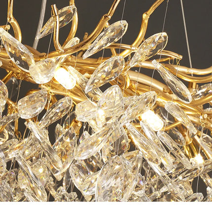 Nordic Luxury Living Room Branch Led Pendant Lights Lustre Crystal Art Hanging Lamp Modern Suspend Lamp Gold Chandelier Fixtures