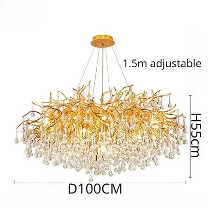 Gold ceiling light chandelier modern hotel bedroom dining room living room home interior glossy Led luxury chandelier