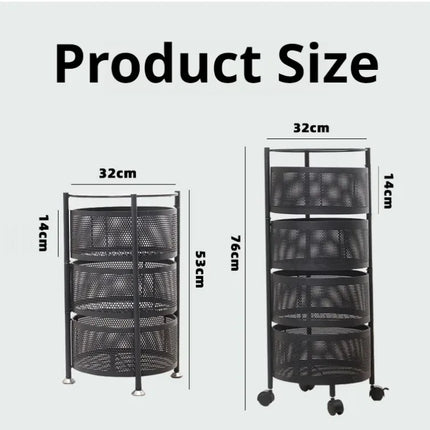 Household Floor Standing MultiLayer Storage Rack Removable Rotating Storage Cabinet Kitchen Vegetable Fruit Basket with Wheel