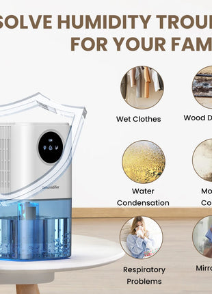 Portable Dehumidifier With 35 Ounces Capacity, Silent Operation, With Romantic Colorful Lights, Timer Switch