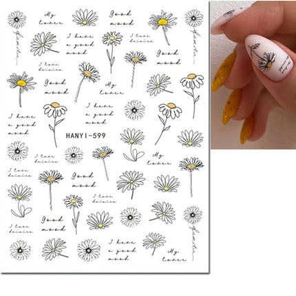 3d Nail Art Decals Elegant White RoyalBlue Roses Flowers