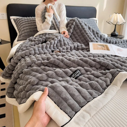 Golden mink fleece cutting grid multifunctional leisure blanket, office nap blanket, high weight gold turtle fleece blanket