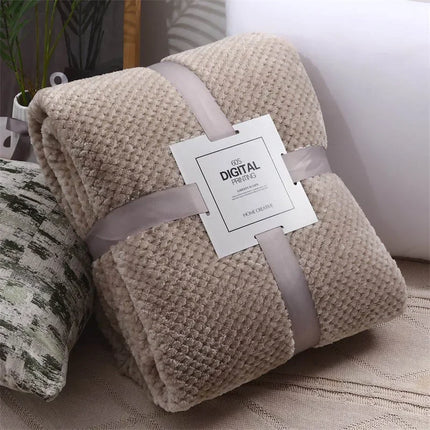 Solid Soft Warm Fleece Plaid Blankets and Bedspreads Living Room Bedroom Air