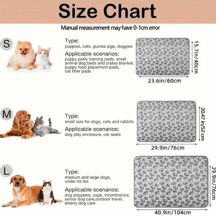 Pet Blanket Ultra-soft Fluffy Paw Printed Mat Pet Bed Dog Blanket Warm