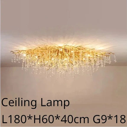 Gold ceiling light chandelier modern hotel bedroom dining room living room home interior glossy Led luxury chandelier
