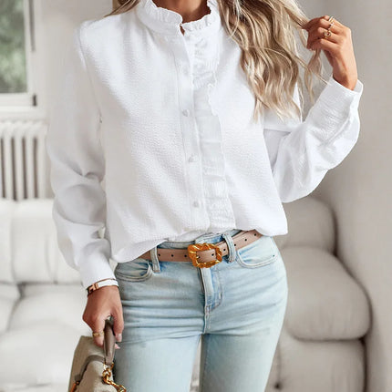 Fashion New Women Elegant Office Shirt,Long Sleeve Top Causal Comfort Simple Shirt,Shirts & Blouses,Tops For Women,Women Clothes