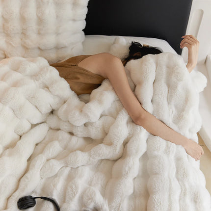 Blanket Luxury Fluffy Throw Blanket Bed Plaid Winter Thick Warm Blanket For Sofa Bed Double Blanket