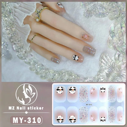 Panda Style Baking Free Gel 5D Nail Sticker Full Nail Self Adhesive Sticker
