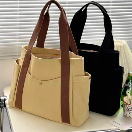 Large Capacity Canvas Tote Bags For Work Commuting Carrying Bag College Style Student Outfit Book Shoulder Bag