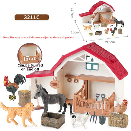 Farm Stable House Horseman Farmer Poultry Horse Animals Figurine Cute Kids Toy Gift