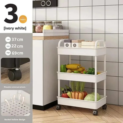 Multi-level Stroller Storage Rack for Kitchen Bedroom Bathroom Mobile Toilet Floor-to-ceiling Organizer with Snacks Holder