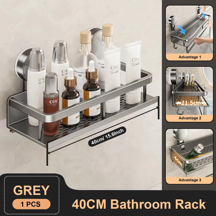 Suction Cup Bathroom Rack Bathroom Shelf Toilet Space Aluminum No Drill Hanging Rack Bathroom