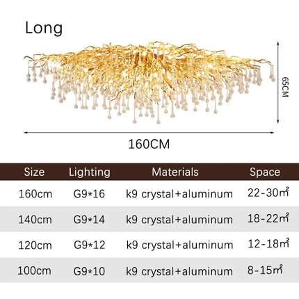 Gold ceiling light chandelier modern hotel bedroom dining room living room home interior glossy Led luxury chandelier