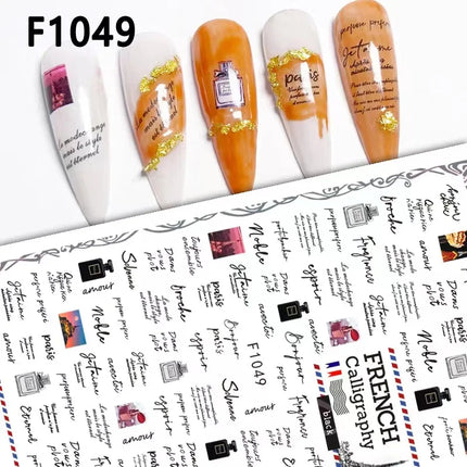 1PCS New Autumn Flowers Nail Decals Animal Nail Stickers Flower