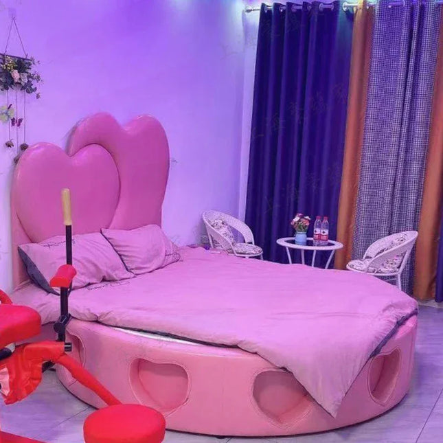 Pink Confortable Bed Modern Fashionable Aesthetics King Size Twin Bed European King Size Round Cama De Casal Bedroom Furniture