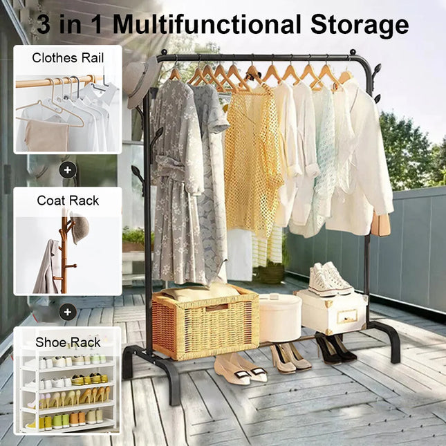 Clothes Rack Shoes Rack 154*43*105cm Storage Shelf Floor-Standing Clothe Coat Shelf Bedroom Hanging Rack bag organizer