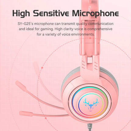 headphone gaming wired Girl specific cute deer cat ear Passive Noise Cancelling SY-G25 LZ-1