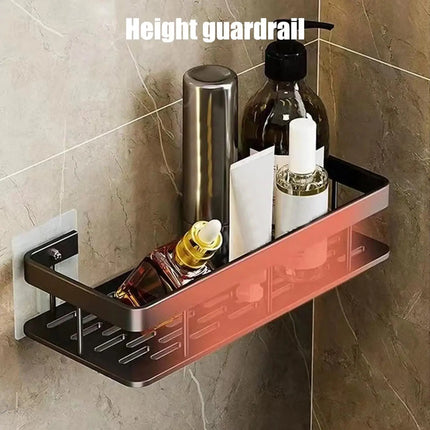 Punch Free Wall Mounted Bathroom Shelf No Drill Shower Shelf Kitchen Storage Organizer Shampoo