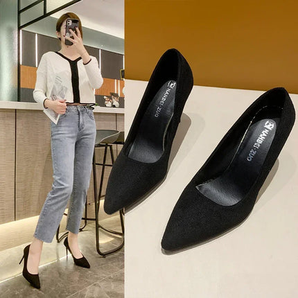 Women Pumps Sexy Suede Ponited Toes High Heels Fashion Office Stiletto Party Red Wedding Shoes Female Comfort Women Shoes