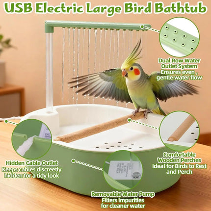 Parrot Automatic Shower Pet Bird Bath Cage Basin USB Electric Circulating Water Bird Bathtub for Lovebird Cockatiel Birds Toy