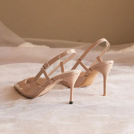 New Brand Plus Size 34-42 Women Heeled Sandals Retro Rome High Heels Shoes Women High Heel INS Leather Buckle Pumps Mules