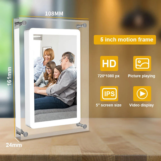 5inch Acrylic Picture Motion Frame Cuttest Gift -4G Memory Volume button/ Speaker Inside / Type C Cable