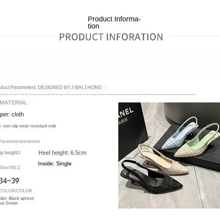 Sea Salt Blue Pointed High Heel Sandals for Women Back Hollow Half Headed Single Shoes Fashion Versatile Casual Shoes