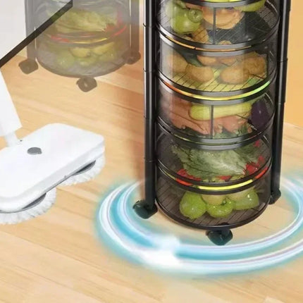 Rotating Vegetable Baskets Multi-Layer Kitchen Trolley Round Fruits Shelf Snacks Storage Rack Movable Bathroom Organizer Cart