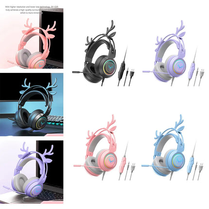 Wired Gaming Headset with RGB Light with Microphone Stereo for Smartphone